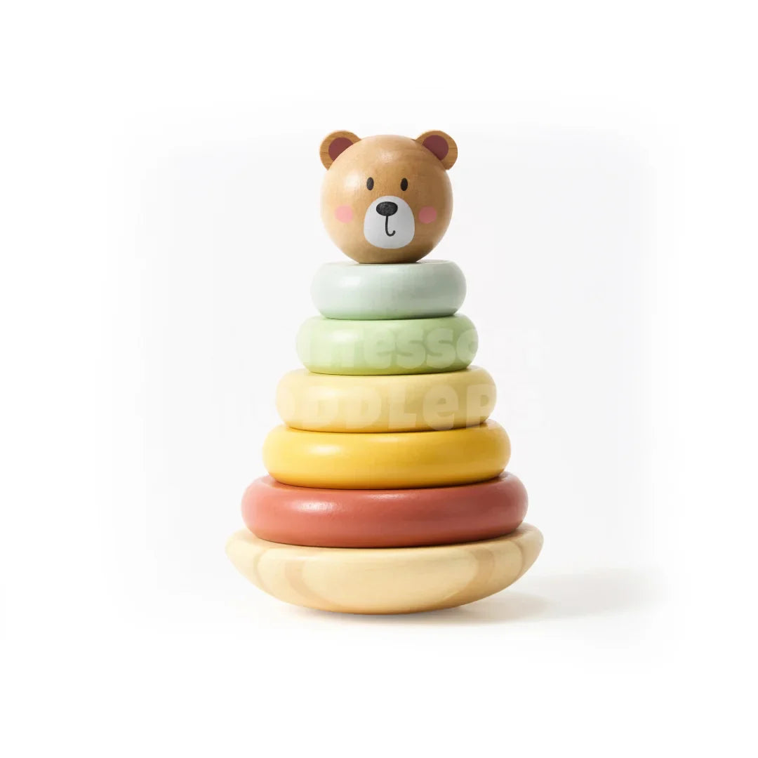 Toddlers Wooden Bear Tower - Pinoa, leiki ja opi