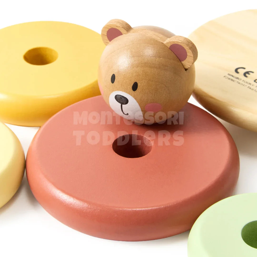 Toddlers Wooden Bear Tower - Pinoa, leiki ja opi