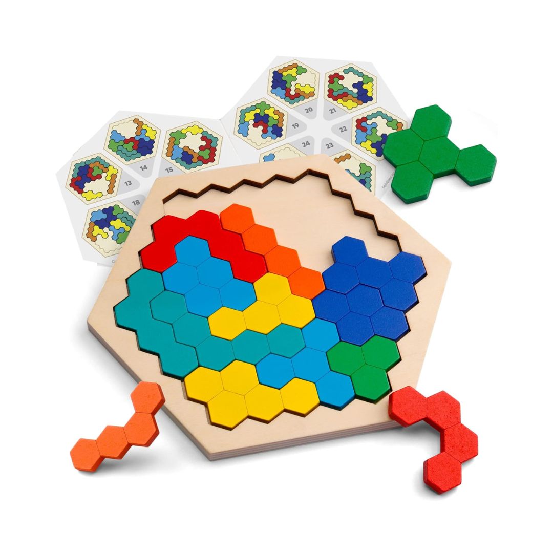 Puzzle hexagonal en bois