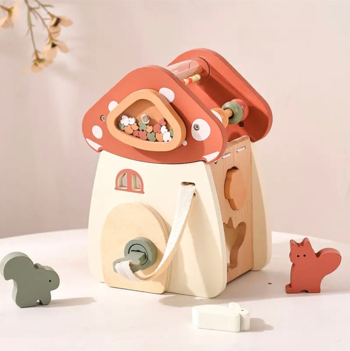 Toddlers Wooden Mushroom Activity Cube