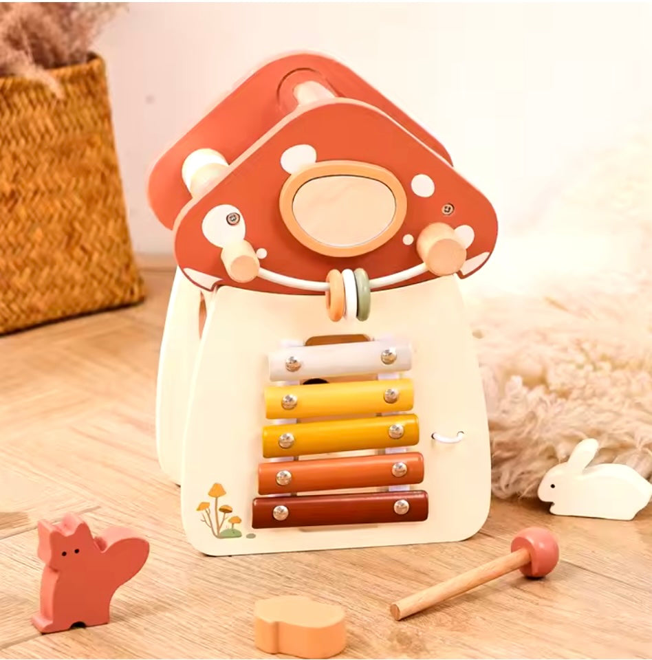 Toddlers Wooden Mushroom Activity Cube