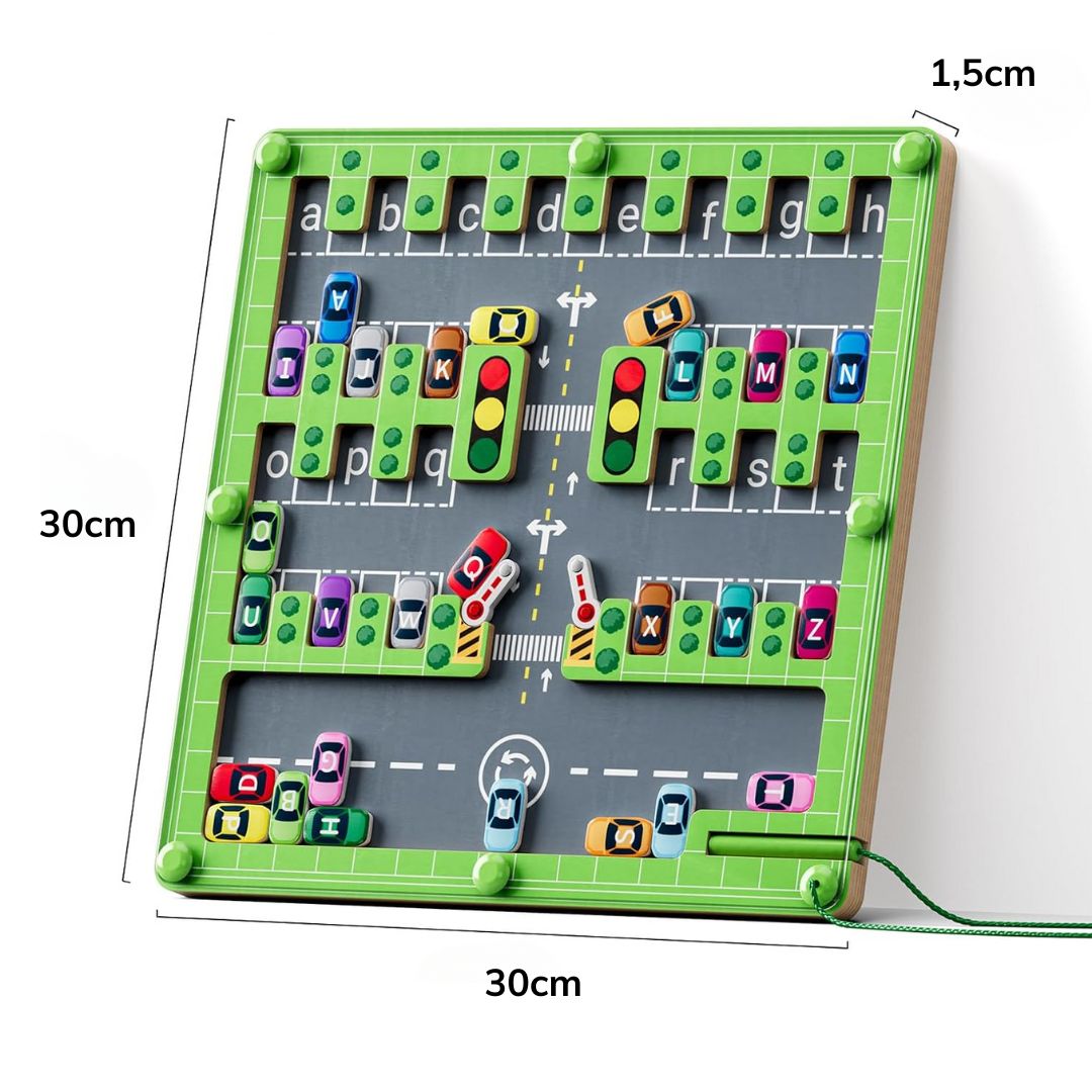 Labyrinthe de stationnement pour tout-petits – motive les enfants à apprendre l'alphabet 